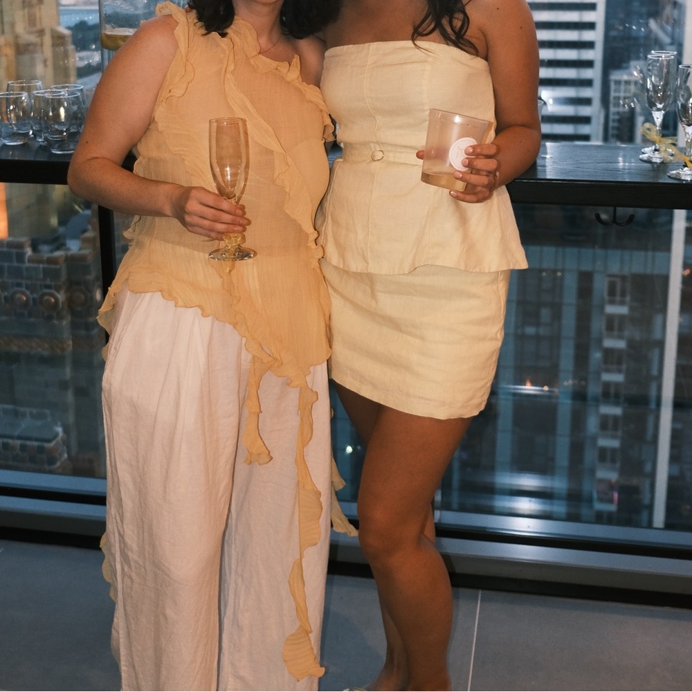 Zara One Shoulder Yellow Top